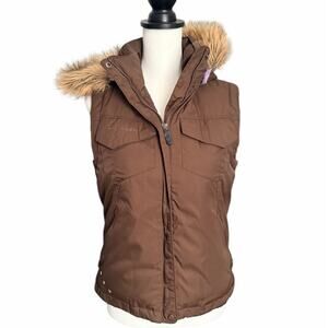 Columbia Women's Puffer Vest with Hood Brown purple Size Small